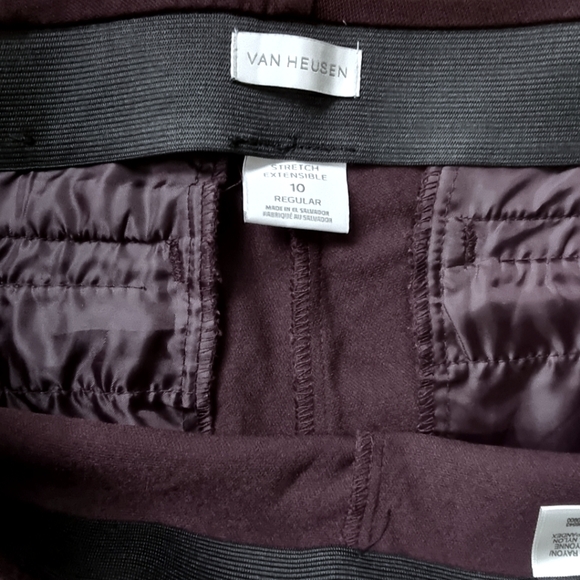 VAN HEUSEN Maroon Stretch Slip-On Pants With Snaps on the Pant Legs - Picture 8 of 9